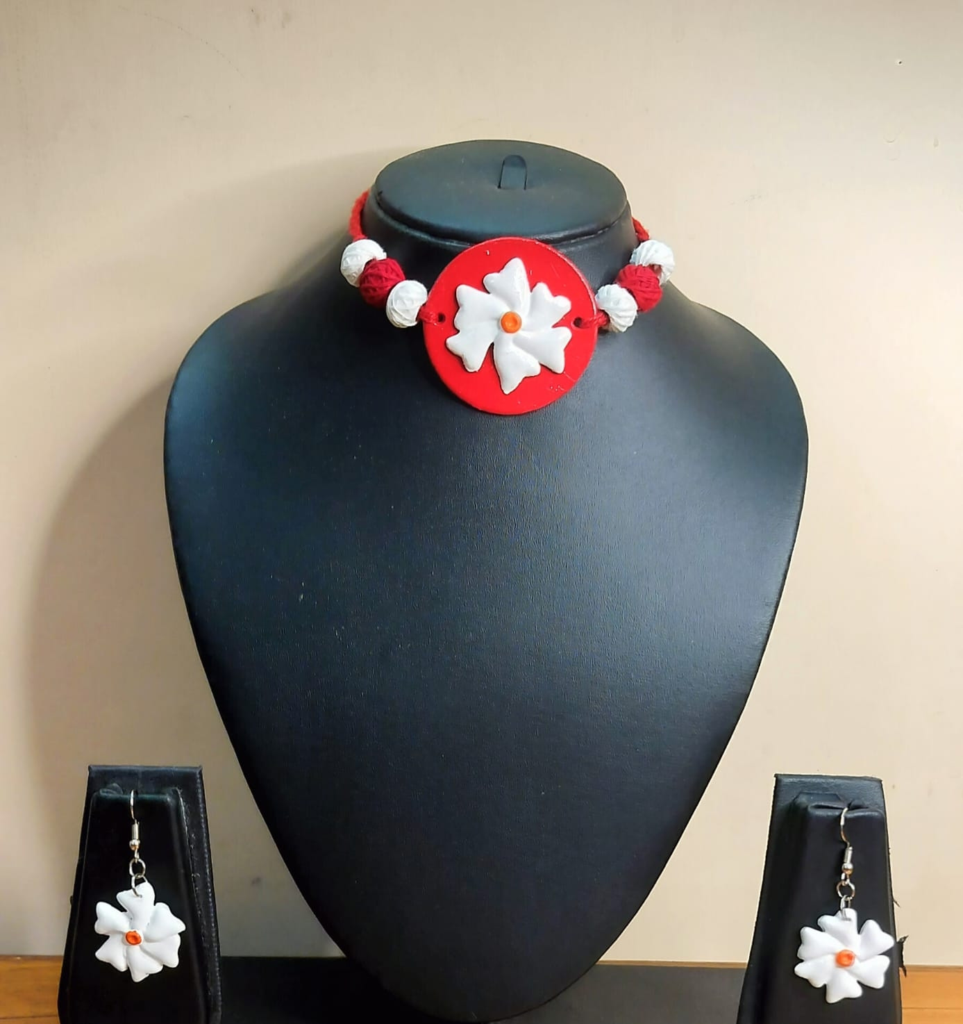 Beautifull handmade clay  ratrani choker and earrings  set