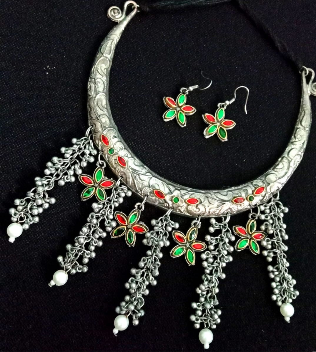 Beautiful oxidizedha hasli necklaces  and earrings  set